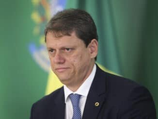 Tarcísio de Freitas (Infraestrutura) em entrevista à imprensa em Brasília, em 2019