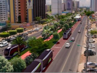 Simulação do BRT na Avenida do CPA, em Cuiabá — Foto: Governo de MT/Reprodução