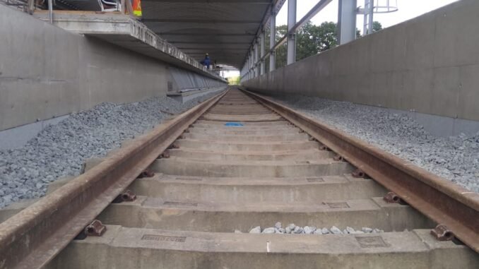 Trilhos instalados na estação Vila Mendes (janeiro/2020). Foto: Adamo Bazani