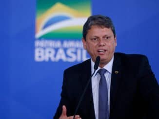 Ministro da Infraestrutura do governo Bolsonaro, Tarcísio Freitas, durante cerimônia de Lançamento de Autorizações Ferroviárias, no Palácio do Planalto - Pedro Ladeira - 02.set.2021/Folhapress