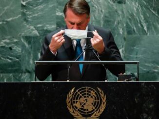 O presidente Jair Bolsonaro em discurso na Assembléia Geral da ONU de 2021. Eduardo Munoz-Pool/Getty Images
