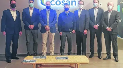 Maurício Borges, CEO da Anfacer, Guilherme Penin, Diretor Executivo Regulatório e Institucional da Rumo, Gustavo Perissinotto, Prefeito de Rio Claro, Luís Henrique Guimarães, presidente da Cosan, Benjamin Ferreira Neto, presidente da Anfacer, Antônio Simões, presidente da Comgás e Luís Fernando Quilici, diretor de relações institucionais da Aspacer
