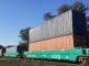 Vagões double stack em operação na Brado - Divulgação/Brado