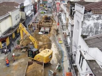 Segunda fase do VLT prevê a abertura de 11 trechos de obras em Santos — Foto: Divulgação/EMTU