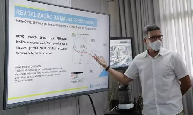Secretário Rodrigo Terra apresentando o que será falado com o governo paraguaio. (Foto: Kísie Ainoã)