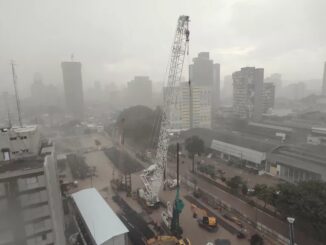 Imagem mostra obra da Linha-6 Laranja, onde será criada a estação Perdizes, alagada — Foto: Arquivo pessoal/Daniel Guth
