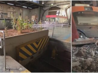 Trem bate contra barreira de proteção na Estação Júlio Prestes, da Linha 8-Diamante, em São Paulo — Foto: Reprodução/TV Globo