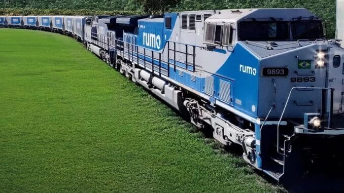 Rumo planeja adotar trens de 135 vagões até 2025 — Foto: Reprodução/Facebook/@rumologistica