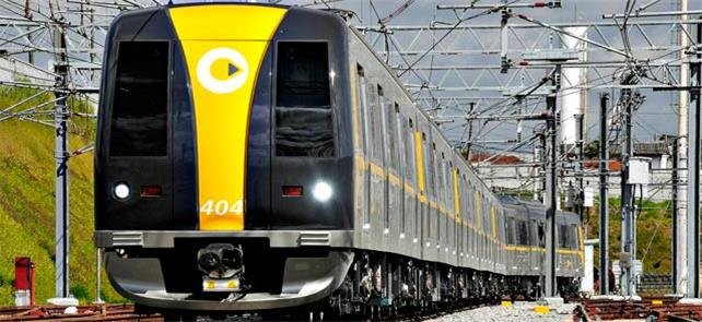 Trem no pátio de manobras da Linha 4-Amarela, em Vila Sônia créditos: Divulgação Via Quatro