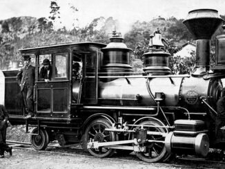 PIONEIRISMO Viagem inaugural na estrada de ferro Rio-Petrópolis, em 1854: velocidade de 36 Km/h (Crédito: Divulgação)