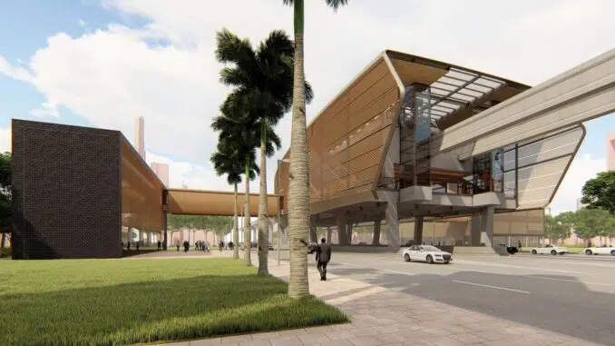 Projeção de uma das estações da Linha 18-Bronze (Fernandes Arquitetos)