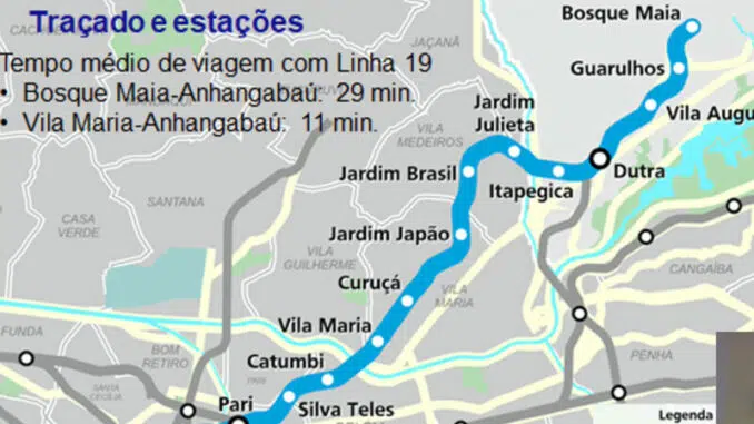 Mapa de estações da Linha 19 (CMSP)