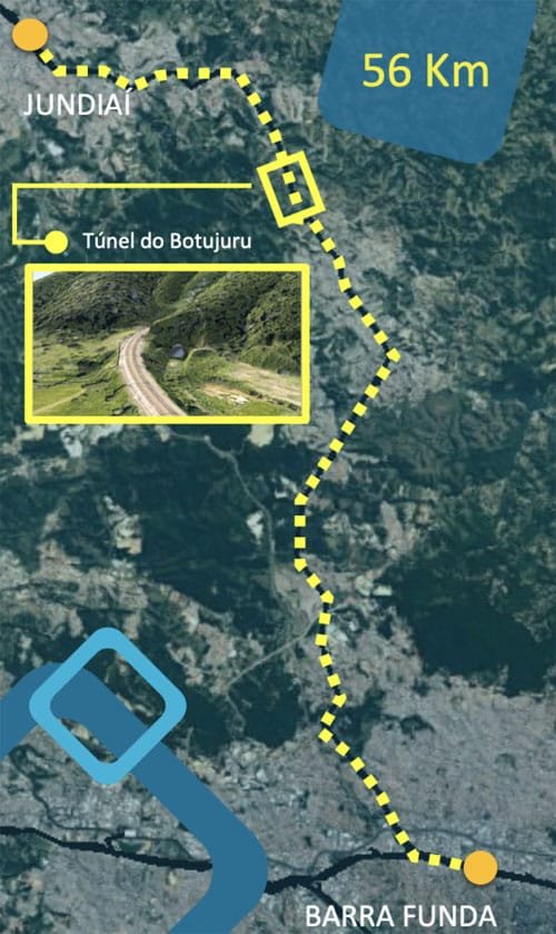 Entre os investimentos previsto está um túnel de 2 km na região de Botojuru (MRS)