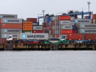 Contêineres da Maersk são vistos no Porto de Santos; MSC e a Maersk operam terminais portuários Foto: Amanda Perobelli/Reuters - 23/9/2019