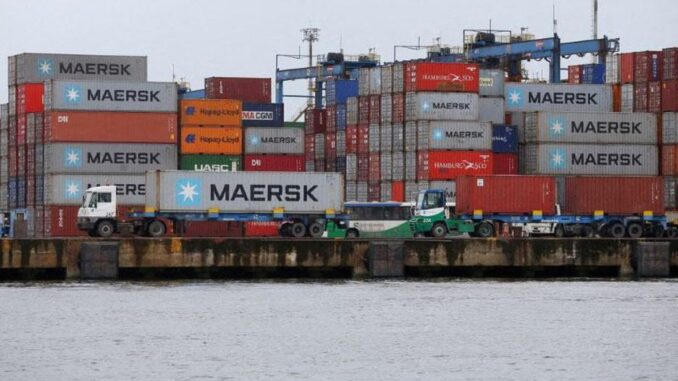 Contêineres da Maersk são vistos no Porto de Santos; MSC e a Maersk operam terminais portuários Foto: Amanda Perobelli/Reuters - 23/9/2019