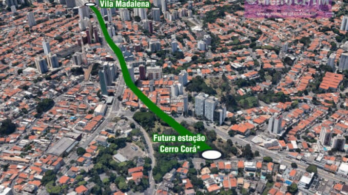 Região onde o Metrô deverá construir a estação Cerro Corá, da Linha 2-Verde