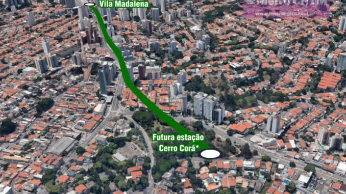 Região onde o Metrô deverá construir a estação Cerro Corá, da Linha 2-Verde