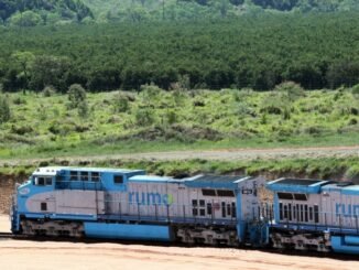 Trem da Rumo no terminal intermodal na cidade de Itirapina. foto: Tiago Queiroz/Estadão