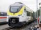 O trem movido a hidrogênio 'Mireo Plus H', do projeto conjunto 'H2goesRail' da Siemens Mobility e Deutsche Bahn, em apresentação no local de testes da Siemens em Wegberg, oeste da Alemanha - Bernd Lauter - 9.set.2022/AFP