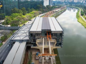 Estação Morumbi e a primeira viga instalada (iTechdrones)