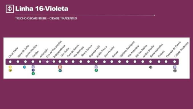 Estações previstas na Linha 16-Violeta (CMSP)