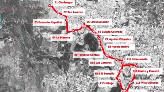 Mapa do futuro monotrilho da República Dominicana (Imagem: Reprodução)