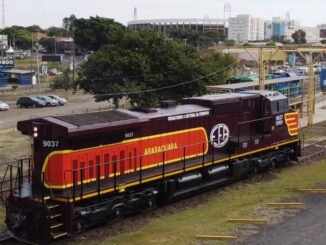 Locomotiva restaurada pela concessionária Rumo viajará o país com as cores da extinta Estrada de Ferro Araraquara - Tetê Viviani/Prefeitura de Araraquara