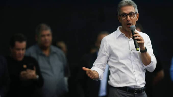 Romeu Zema (Novo), governador de Minas Gerais, durante evento da campanha de Jair Bolsonaro (PL) em SP - Zanone Fraissat-20.out.2022/Folhapress