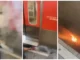 Fogo embaixo de roda de trem na Linha-8 Diamante em SP — Foto: Reprodução