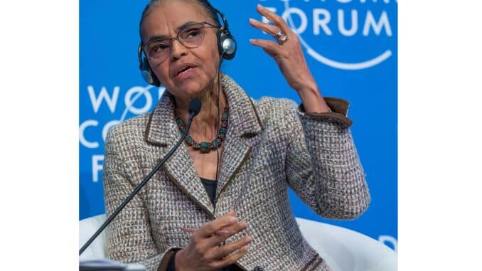 Marina Silva em Davos: “Não conseguiremos lidar com a crise ambiental se não tivermos ações transversais” — Foto: Boris Baldinger/WEF