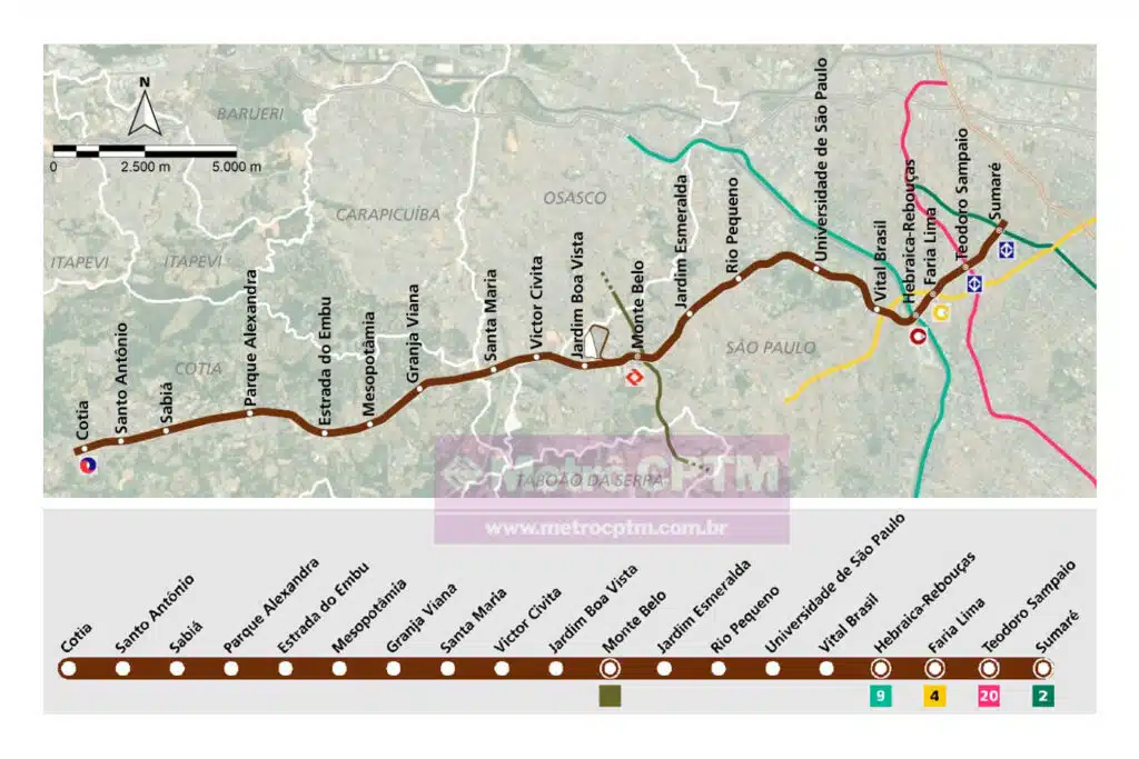 As estações previstas na Linha 22-Marrom (CMSP)