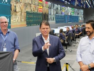 Governador de São Paulo, Tarcísio de Freitas, durante entrega do novo CCO do Metrô, nesta quarta, 11